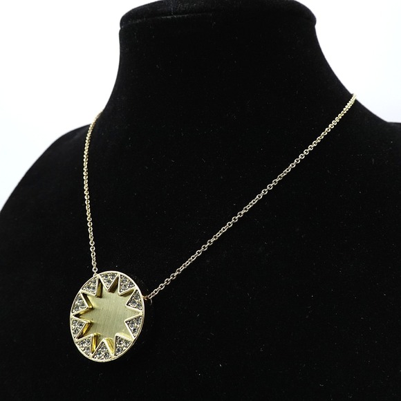 House of Harlow Rhinestone Starburst Necklace Gold Tone Celestial Coachella - Picture 5 of 11